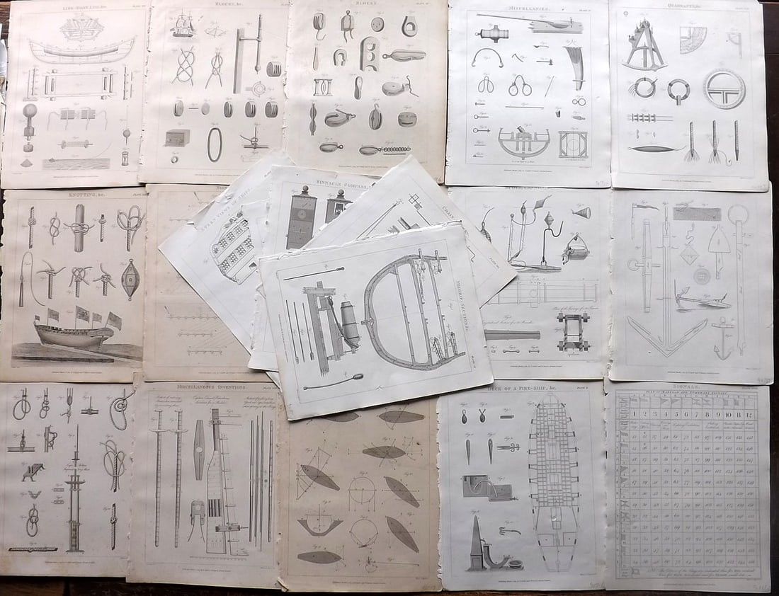 Falconer & Burney 1815 Lot of 20 Antique Martitime Ship Prints (1 of 8)
