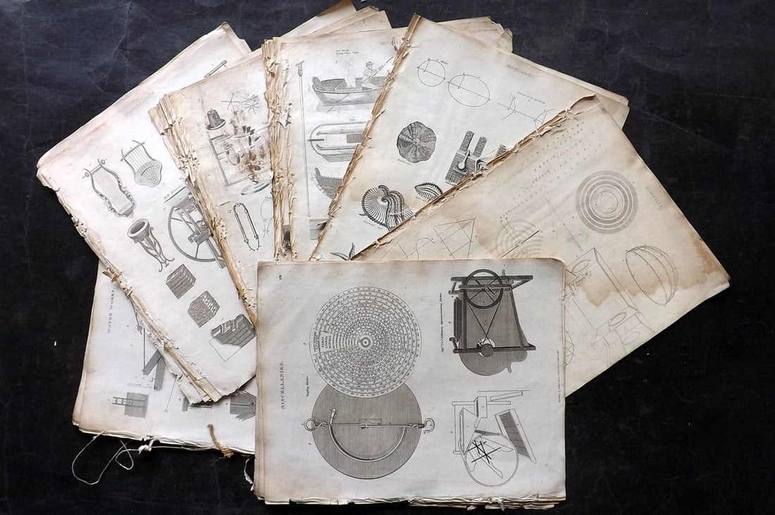 Johnson & Exley 1812 Lot of 52 Science & Tech Prints (Faults): Also Portraits, Birds, other subjects. Copper Plate Pulished 1812, London for "The Imperial Encyclopaedia; Or, Dictionary of the Sciences and Arts" by William Moore Johnson & Thomas Exley. Paper Size: