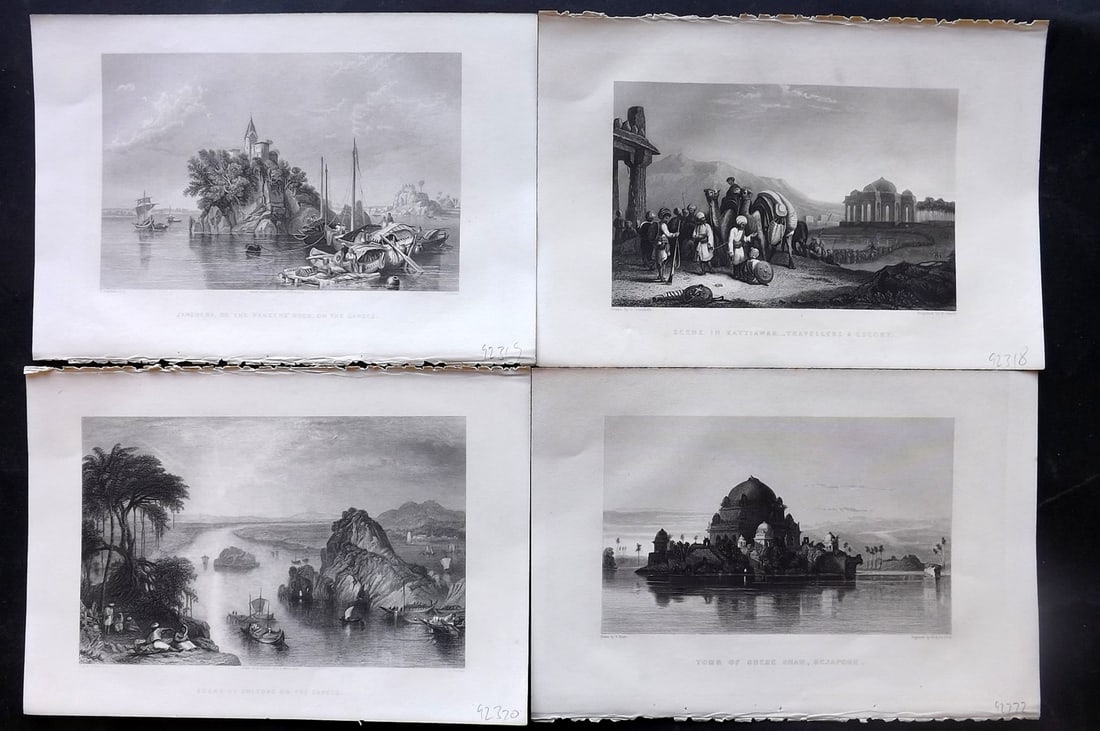 Martin, Robert 1858 Lot of 4 Steel Engraved Views of India: Steel Engraving Published 1858-61, London for "The Indian Empire" by Robert Montgomery Martin. Paper Size: 10.5 x 7 inch (27 x 18cm) Good Condition