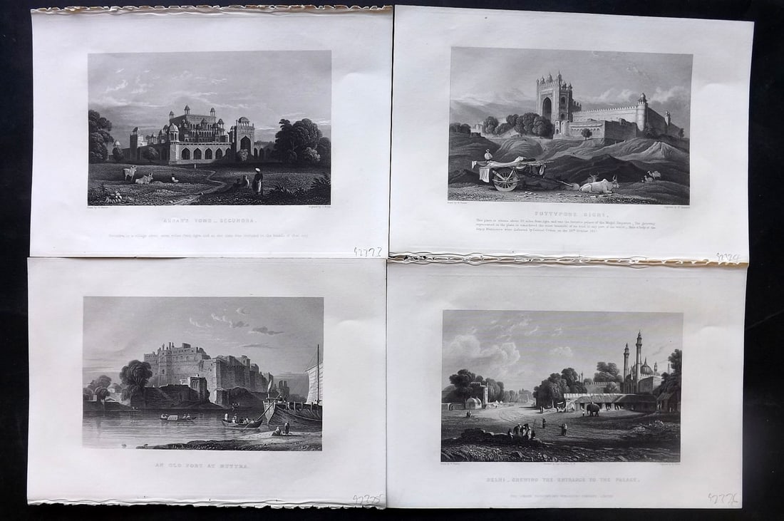 Martin, Robert 1858 Lot of 4 Steel Engraved Views of India: Steel Engraving Published 1858-61, London for "The Indian Empire" by Robert Montgomery Martin. Paper Size: 10.5 x 7 inch (27 x 18cm) Good Condition