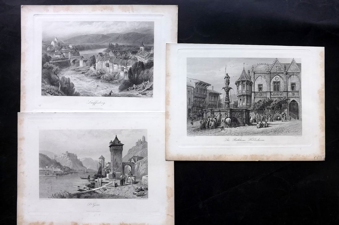 Picturesque Europe C1875 Lot of 3 Folio Steel Engravings. Germany (1 of 2)