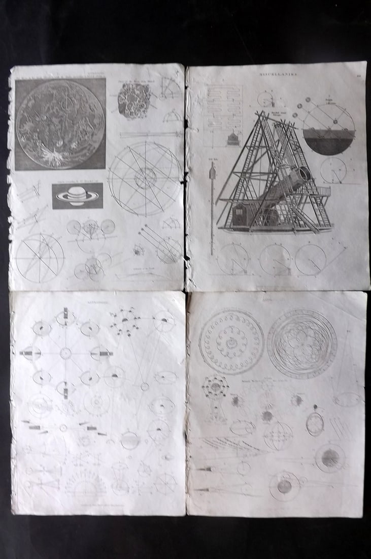 Johnson & Exley 1812 Lot of 4 Astronomy Prints: Copper Plate Pulished 1812, London for "The Imperial Encyclopaedia; Or, Dictionary of the Sciences and Arts" by William Moore Johnson & Thomas Exley. Paper Size: 10.5 x 8.5 inch (27 x 22cm) Some minor
