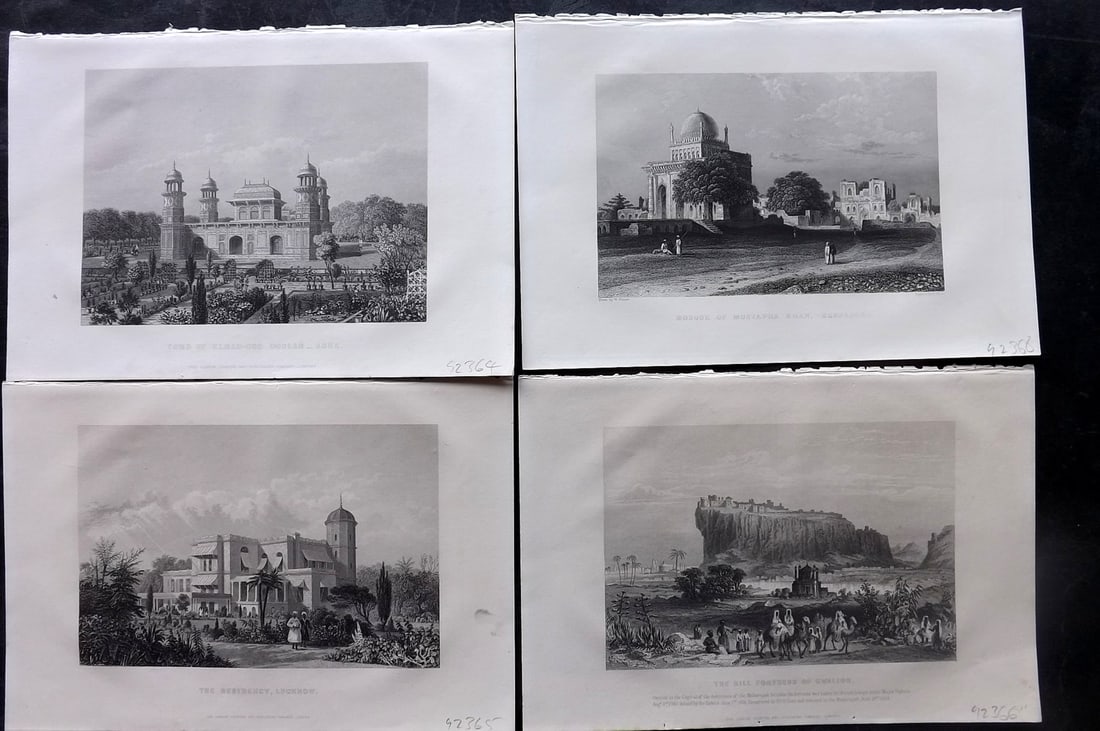 Martin, Robert 1858 Lot of 4 Steel Engraved Views of India: Steel Engraving Published 1858-61, London for "The Indian Empire" by Robert Montgomery Martin. Paper Size: 10.5 x 7 inch (27 x 18cm) Good Condition