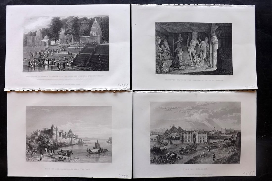 Martin, Robert 1858 Lot of 4 Steel Engraved Views of India: Steel Engraving Published 1858-61, London for "The Indian Empire" by Robert Montgomery Martin. Paper Size: 10.5 x 7 inch (27 x 18cm) Good Condition