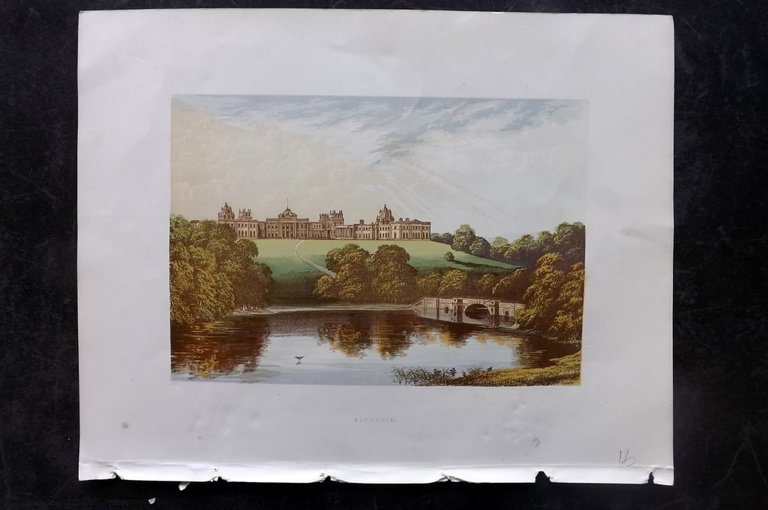 Morris Seats C1870 Colour Woodblock. Blenheim Palace, Oxford: Color Printed Woodblock Published 1866-1880 by William Mckenzie, London for "Picturesque Views of Seats of Noblemen and Gentlemen of Great Britain and Ireland" by the Rev. F. O. Morris. Printed by Ben