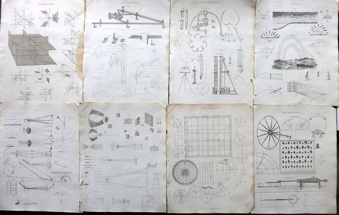 Johnson & Exley 1812 Lot of 8 Science & Tech Prints: Copper Plate Pulished 1812, London for "The Imperial Encyclopaedia; Or, Dictionary of the Sciences and Arts" by William Moore Johnson & Thomas Exley. Paper Size: 10.5 x 8.5 inch (27 x 22cm) Good Condi