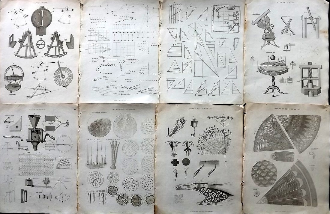 Johnson & Exley 1812 Lot of 8 Science & Tech Prints: Copper Plate Pulished 1812, London for "The Imperial Encyclopaedia; Or, Dictionary of the Sciences and Arts" by William Moore Johnson & Thomas Exley. Paper Size: 10.5 x 8.5 inch (27 x 22cm) Good Condi