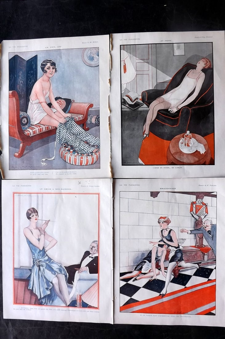 La Vie Parisienne 1928 Lot of 4 Art Deco Prints (1 of 2)