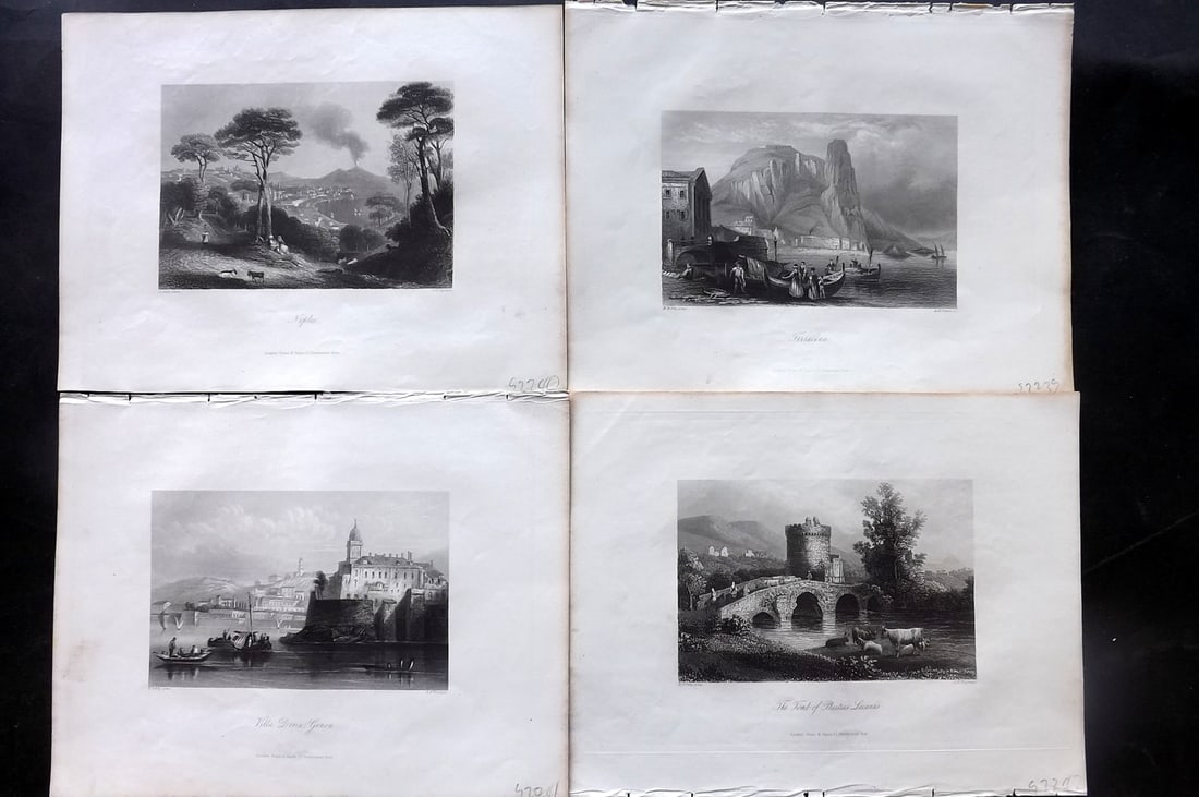 Payne 1847 Lot of 4 Steel Engravings of Italy. Naples Terracina Genoa (1 of 2)