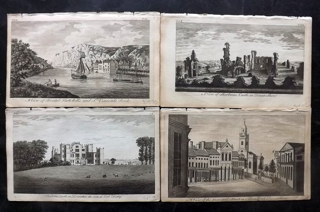 UK 1777 Lot of 4 Antique Prints. British Copper Plate Views (1 of 2)