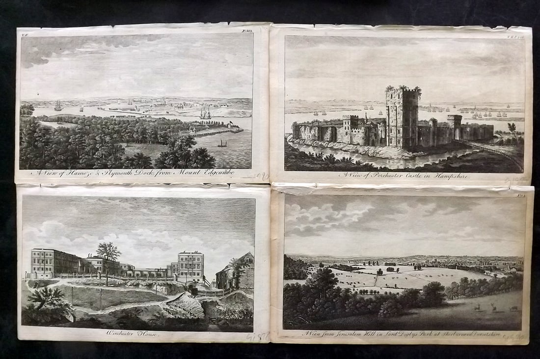 UK 1777 Lot of 4 Antique Prints. British Copper Plate Views (1 of 2)