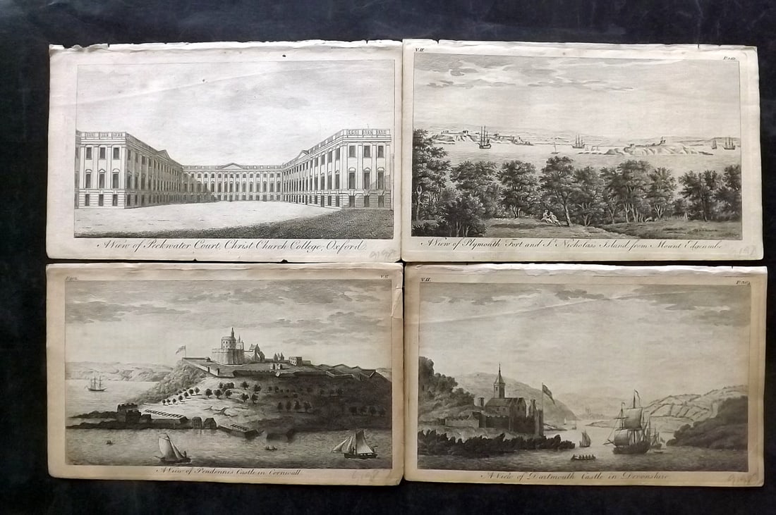 UK 1777 Lot of 4 Antique Prints. British Copper Plate Views (1 of 2)