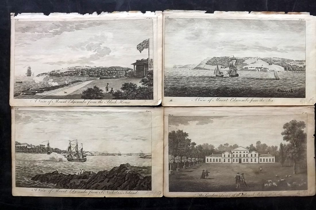 UK 1777 Lot of 4 Antique Prints. British Copper Plate Views: Copper Plate Published 1776-77, London for "A New Display of the Beauties of England" Paper Size: 8 x 5 inch (21 x 13cm) Minor toning, otherwise fine