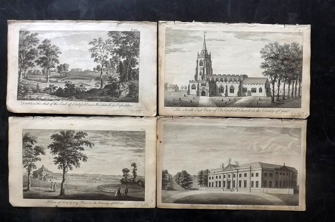 UK 1777 Lot of 4 Antique Prints. British Copper Plate Views (1 of 2)