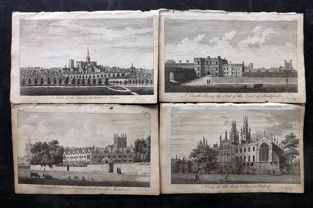 UK 1777 Lot of 4 Antique Prints. British Copper Plate Views (1 of 2)
