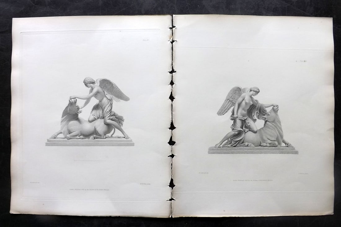 BM Marbles 1845 Pair of Folio Antique Statue Prints (1 of 2)