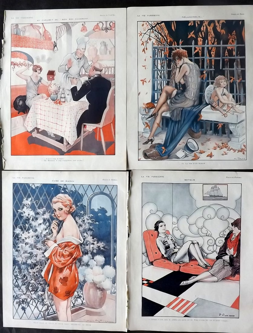 La Vie Parisienne 1928 Lot of 4 Art Deco Prints (1 of 2)