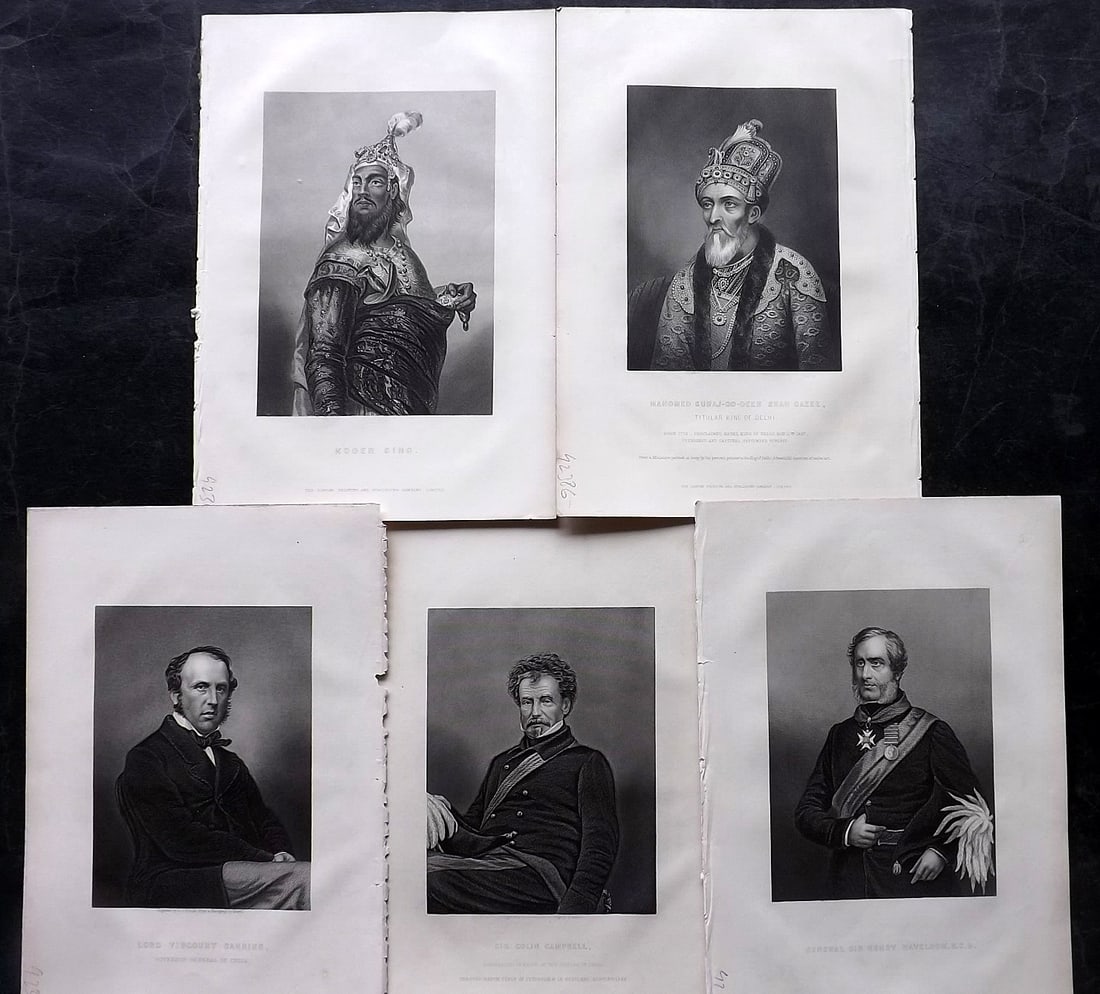 Martin, Robert 1858 Lot of 5 India & Related Portraits: Steel Engraving Published 1858-61, London for "The Indian Empire" by Robert Montgomery Martin. Paper Size: 10.5 x 7 inch (27 x 18cm) Good Condition