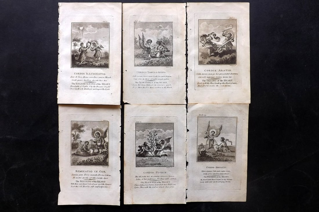 Quarles, Francis 1808 Lot of 6 Antique Emblem Prints (1 of 2)