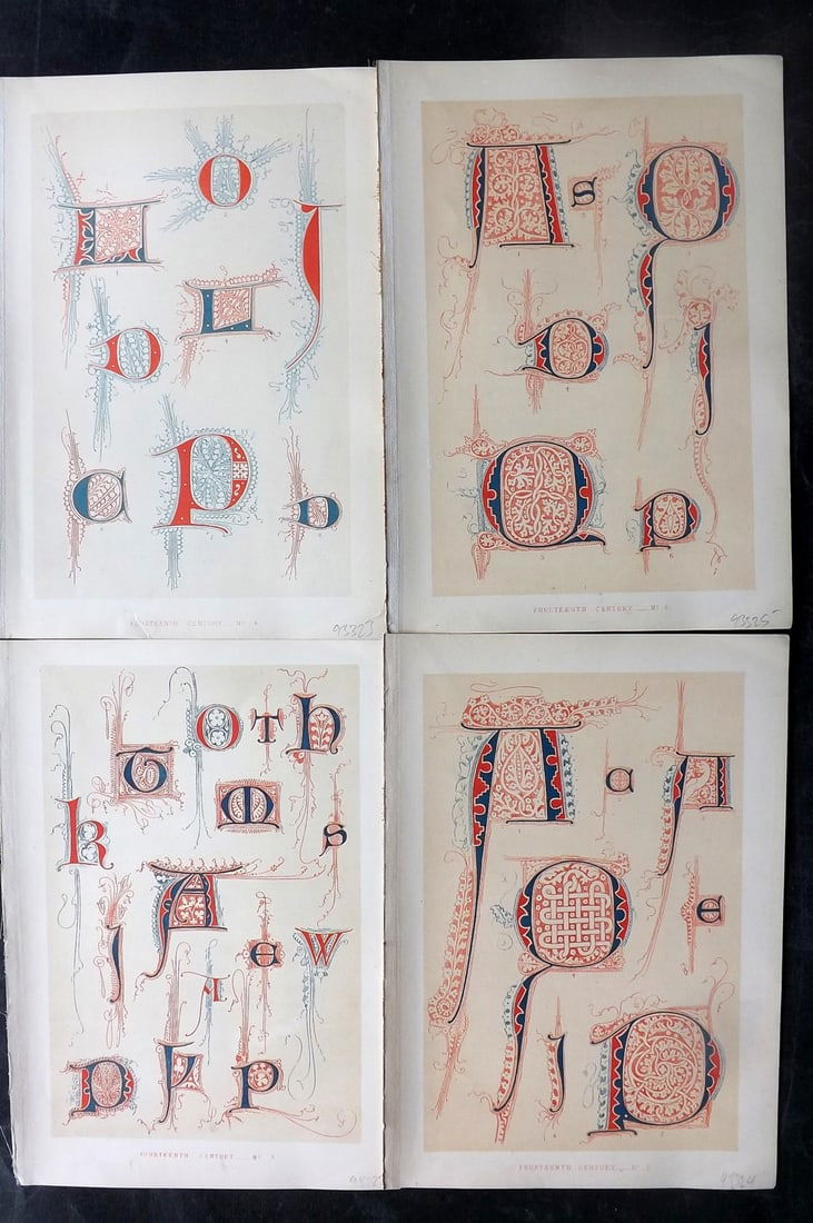 Tymms - Art of Illuminating 1860 Lot of 4 Antique Prints (1 of 2)