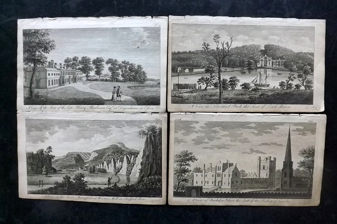 UK 1777 Lot of 4 Antique Prints. British Copper Plate Views (1 of 2)
