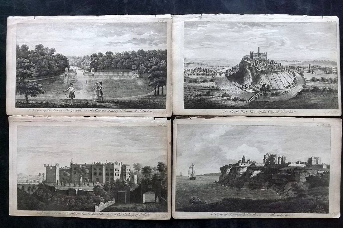 UK 1777 Lot of 4 Antique Prints. British Copper Plate Views (1 of 2)