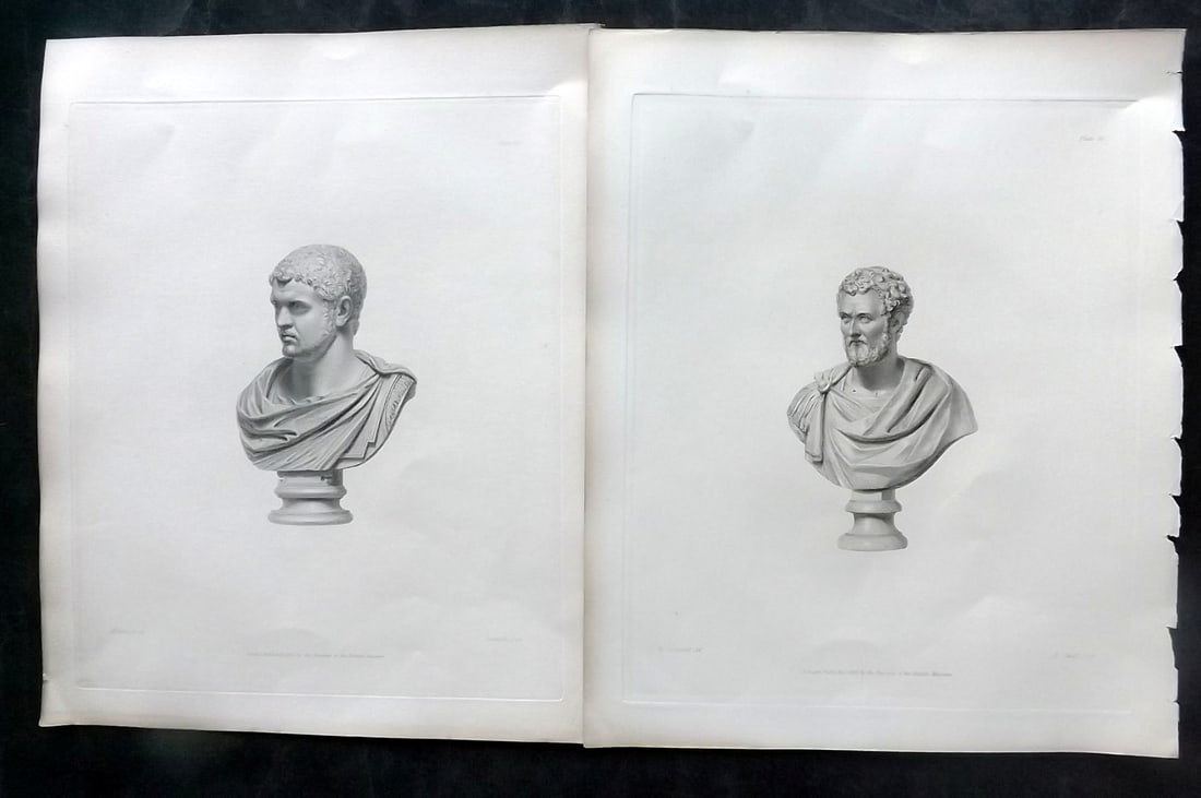 BM Marbles 1845 Pair of Folio Antique Statue Prints (1 of 2)