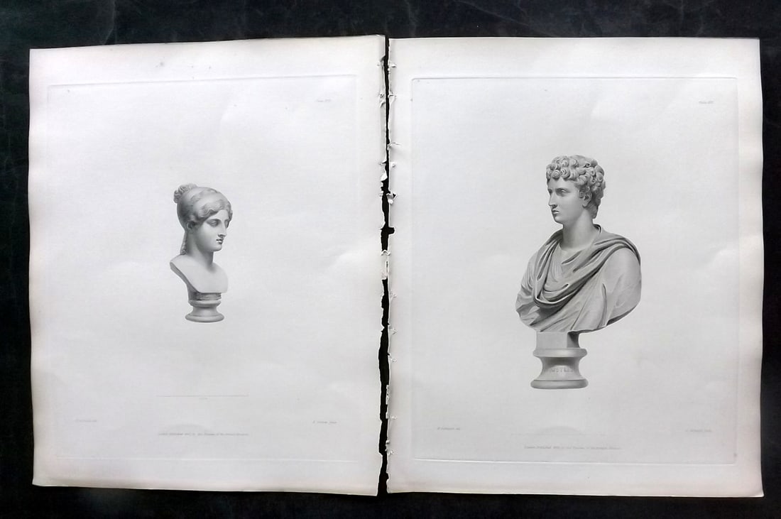 BM Marbles 1845 Pair of Folio Antique Statue Prints (1 of 2)