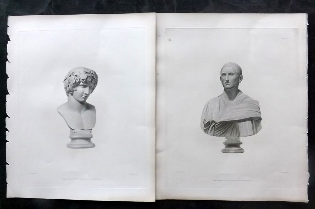 BM Marbles 1845 Pair of Folio Antique Statue Prints (1 of 2)