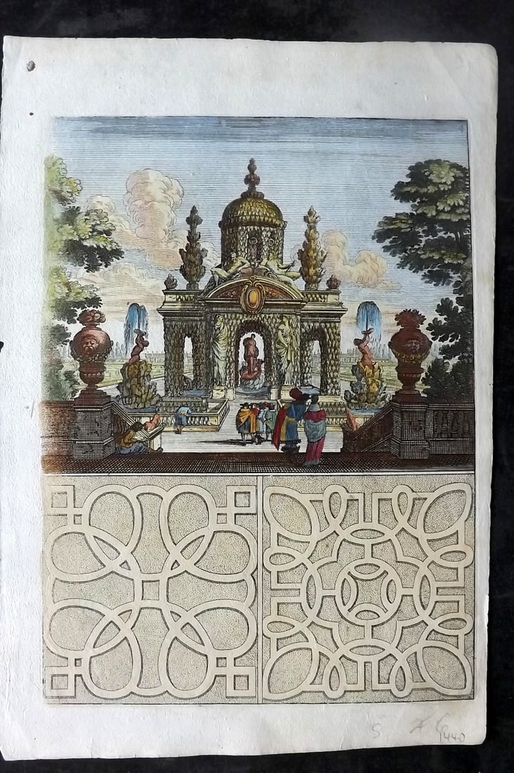 Bockler, Georg 1664 Folio HCol Garden Fountain Architectural Print 04 (1 of 2)