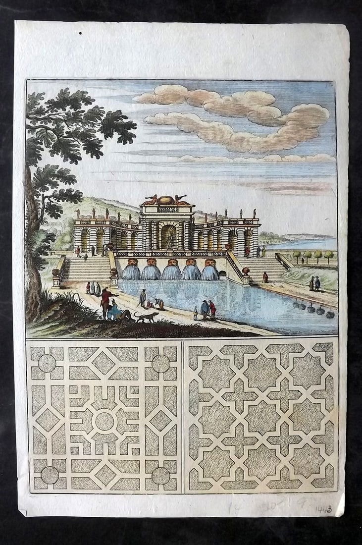 Bockler, Georg 1664 Folio HCol Garden Fountain Architectural Print 14 (1 of 2)