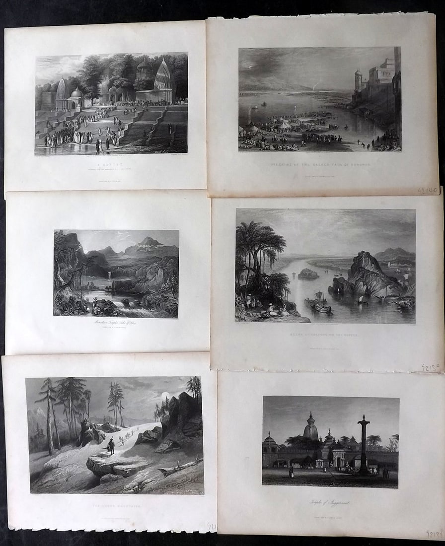 Fisher (Pub) C1845 Lot of 6 Steel Engraved Views. India: Steel Engraving Published 1844-47 by Fisher & Son, London for "The Peoples Gallery of Engravings" by the Rev. George Wright. Paper Size: 10.5 x 8.5 inch (27 x 22cm) Very minor toning in parts. Good Co