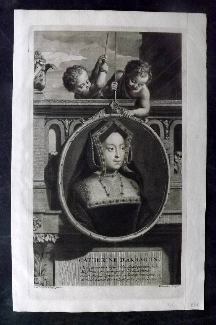 de Larrey, Isaac 1697 Folio Portrait Print. Catherine of Aragon (1 of 2)