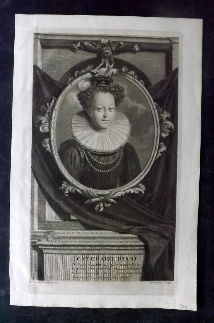 de Larrey, Isaac 1697 Folio Portrait Print. Catherine Parr (1 of 2)