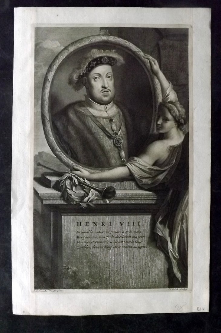 de Larrey, Isaac 1697 Folio Portrait Print. Henry VIII (1 of 2)