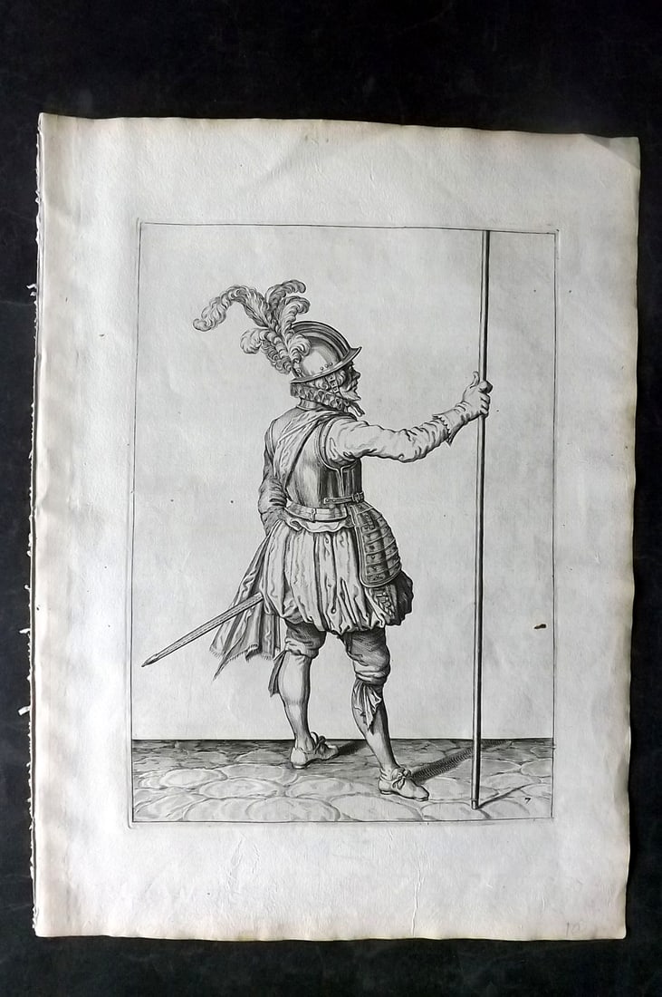 Gheyn, Jacob de 1608 Folio Military Print. Pikeman 07 (1 of 2)