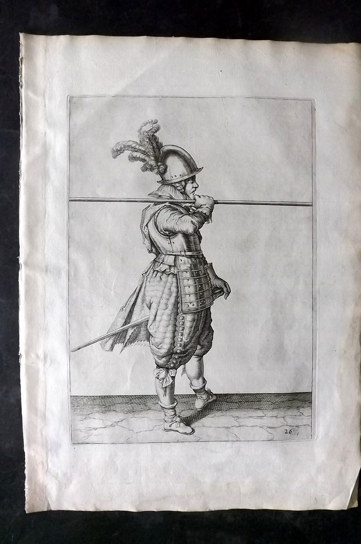 Gheyn, Jacob de 1608 Folio Military Print. Pikeman 26 (1 of 2)