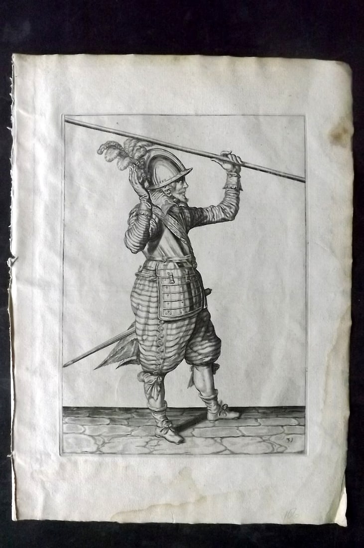 Gheyn, Jacob de 1608 Folio Military Print. Pikeman 31 (1 of 2)
