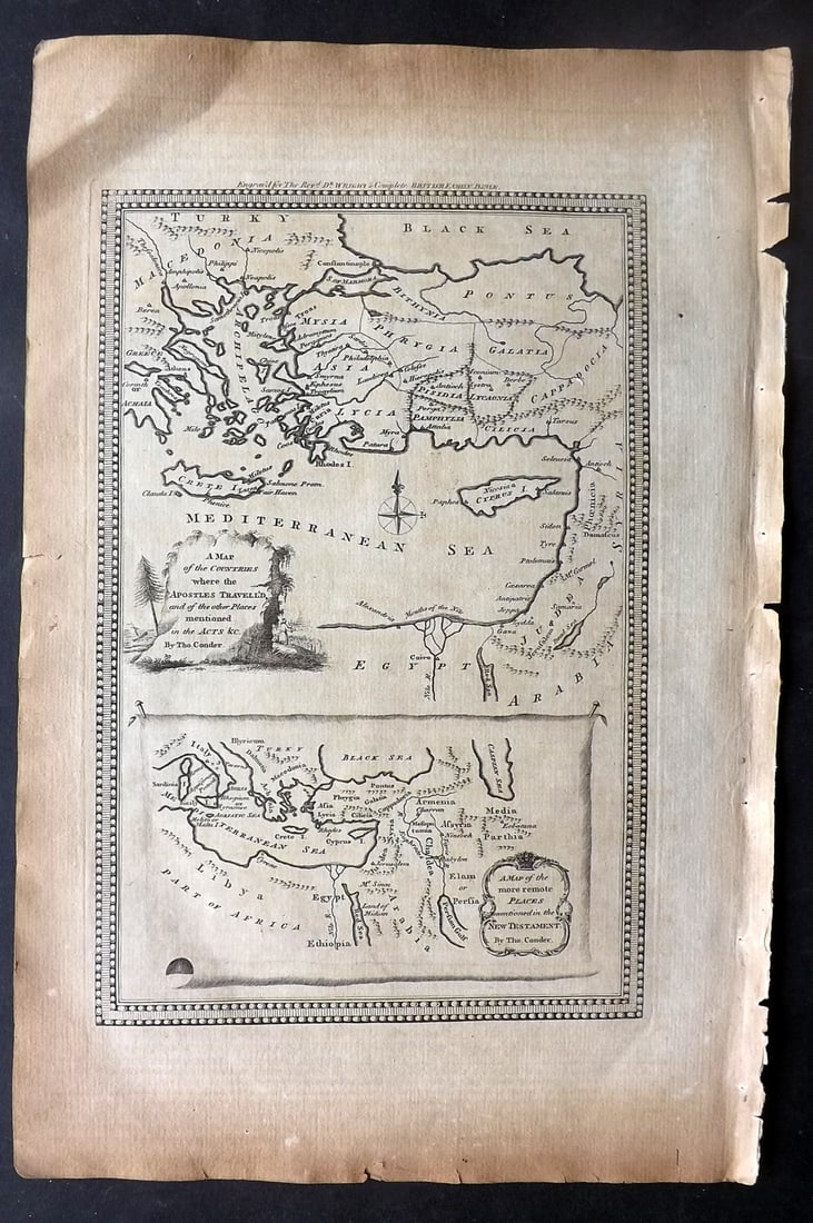Wright, Paul 1782 Folio Holy Land Map. Apostles Travels & New Testament Places (1 of 2)