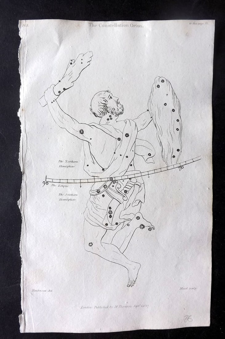 Thornton, Robert 1812 Astronomy Celestial Map. Constellation Orion (1 of 1)