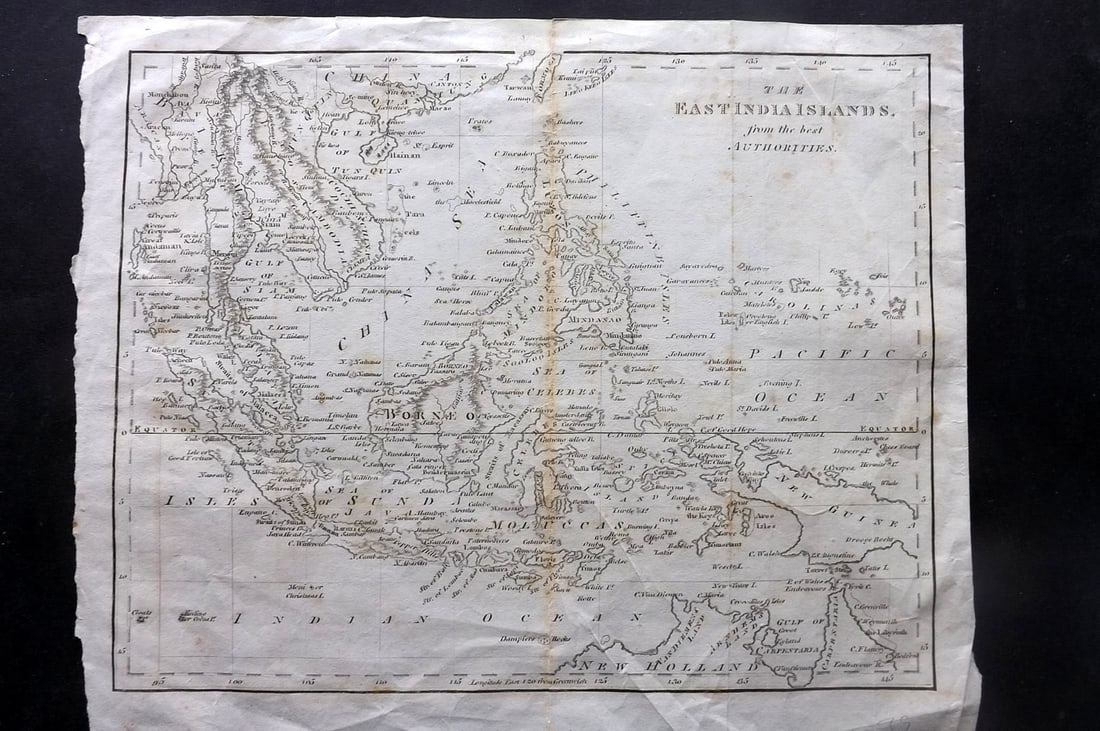 Cooke, George A. C1805 Map. East Indies Indonesia Borneo Philippines: Copper Engraved Map Published 1801-07 by Macdonald & Son, London for "Modern and Authentic System of Universal Geography" By George A. Cooke. Paper Size: 12 x 9.5 inch (30 x 24cm) Some toning, small s