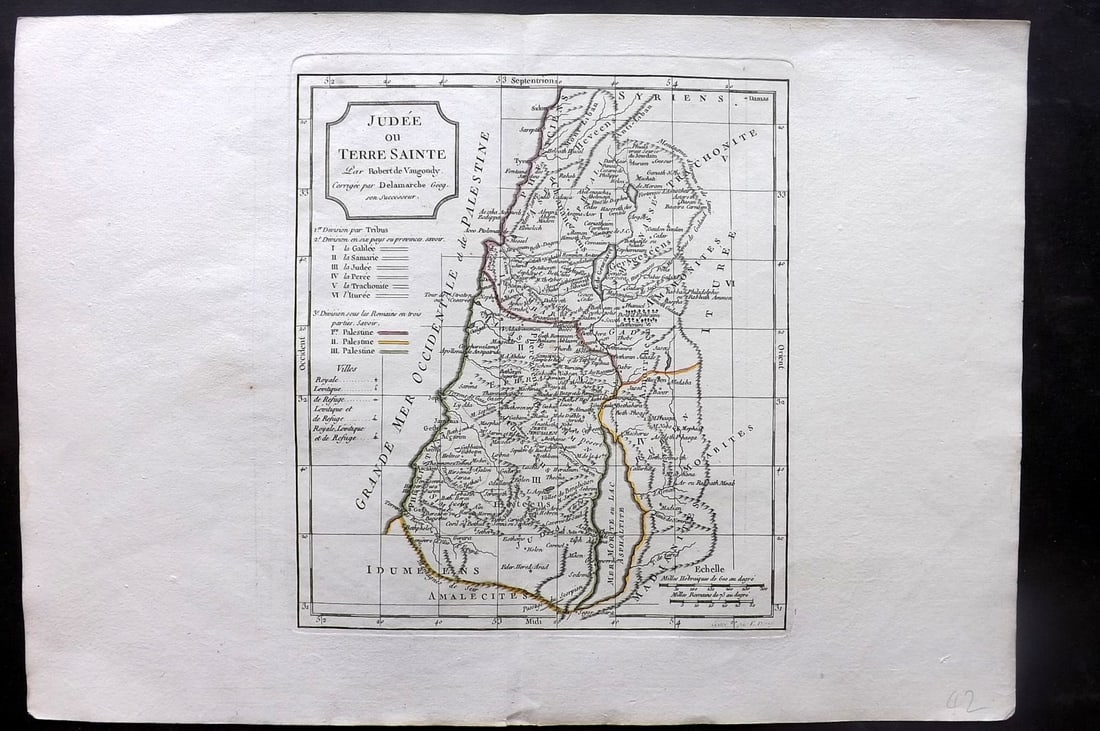 Delamarche, Felix C1830 Map of Israel Palestine Holy Land (1 of 2)