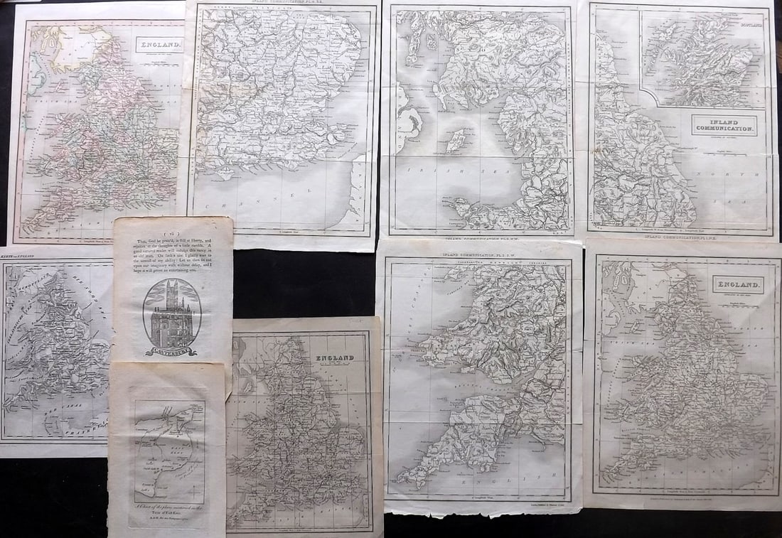 UK 19th Cent. Mixed Lot of 9 Antique Maps (1 of 2)