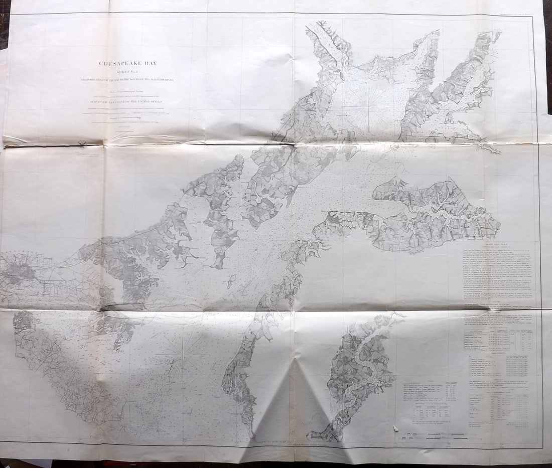 U S Coast Survey 1857 Large Map. Chesapeake Bay (1 of 2)