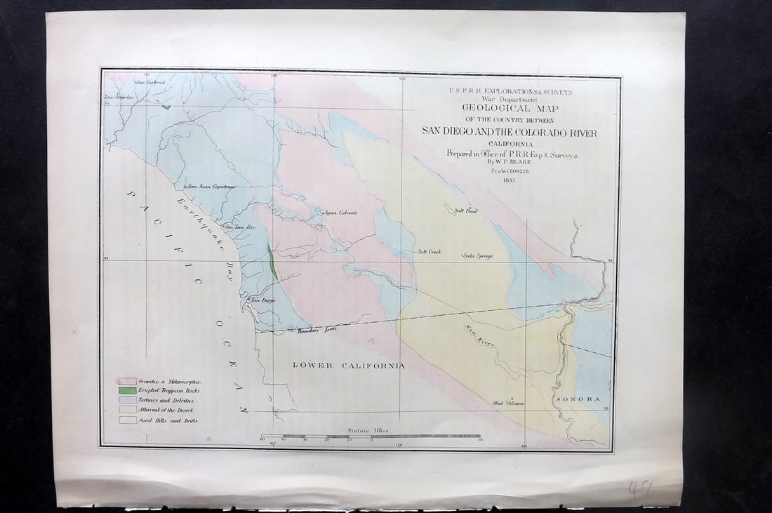 Williamson, Lieut. R. S. 1856 HC Map. San Diego & Colorado River California (1 of 1)