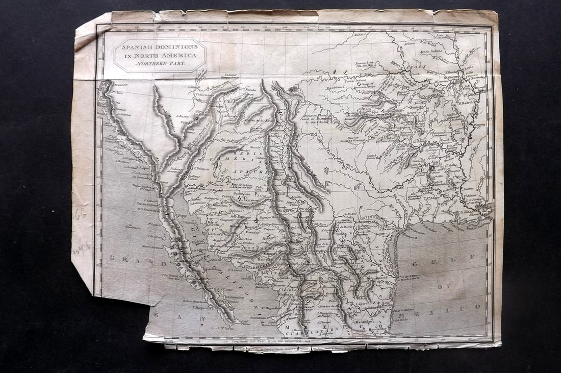 Pinkerton, John 1811 Antique Map. Spanish North America. Texas etc (Faults) (1 of 1)