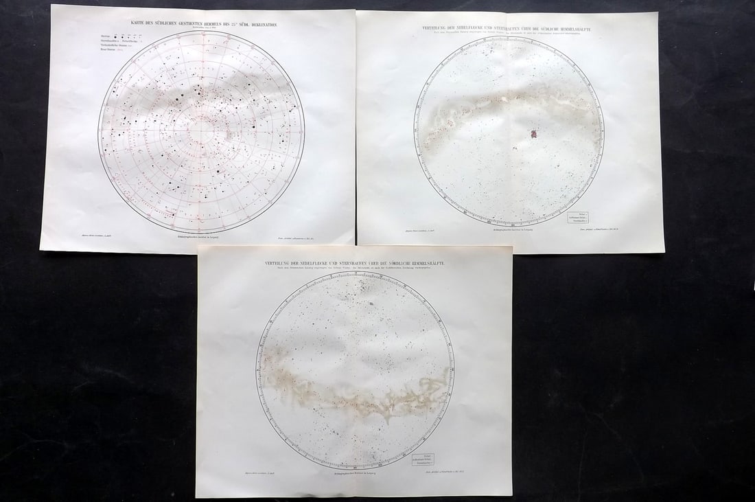 Meyer, Joseph 1898 Lot of 3 Astronomy Celestial Maps (1 of 2)