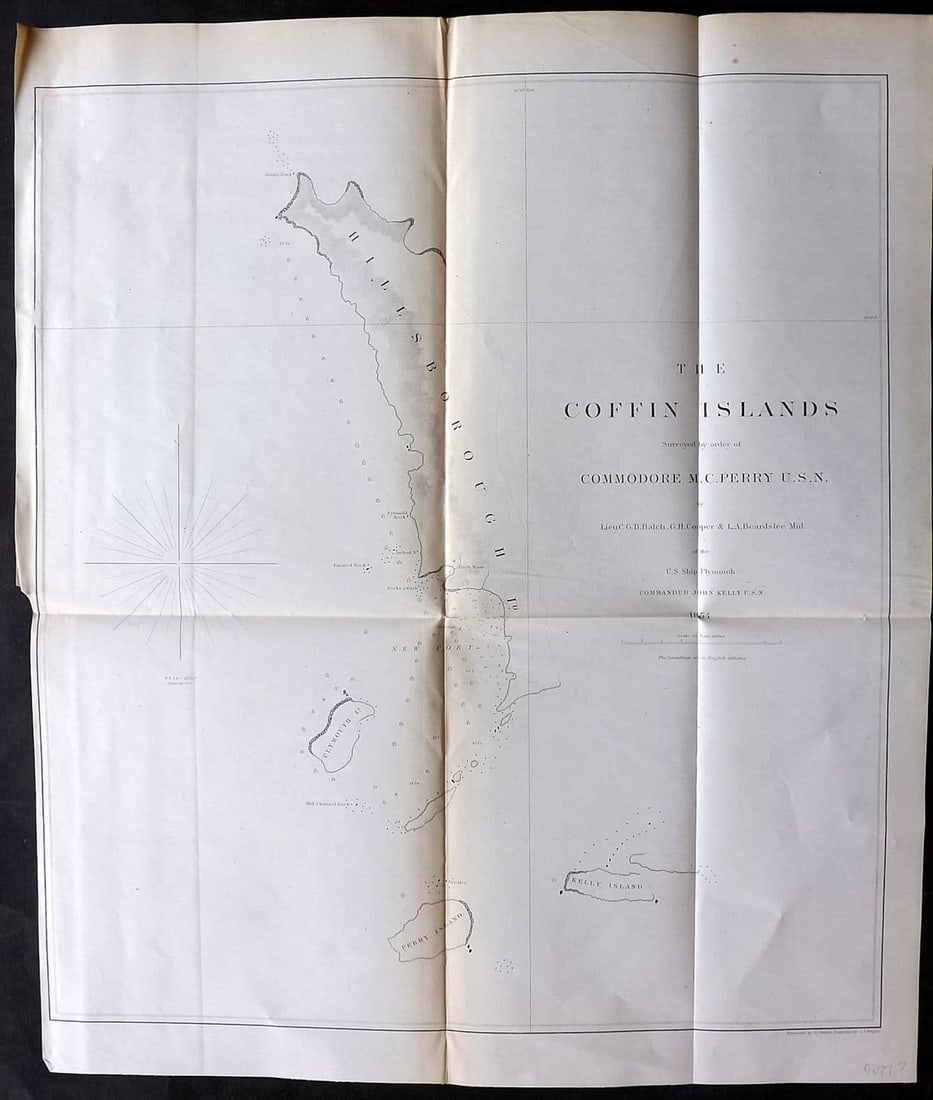 Perry, Matthew C. 1856 Large Map. The Coffin Islands, Japan (1 of 2)