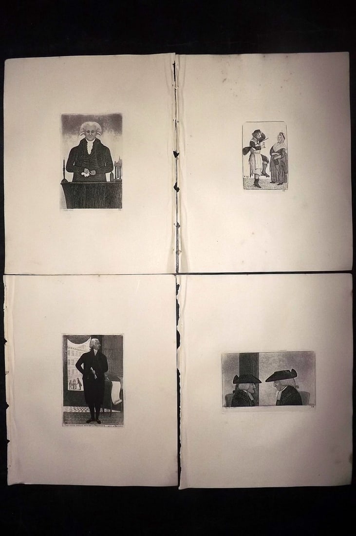 Kay, John 1877 Lot of 4 Scottish Caricatures: Etchings Published 1877, Edinburgh for "A Series of Original Portraits and Caricature Etchings" by John Kay. Paper Size: 10.5 x 8.5 inch (27 x 22cm) Good Condition