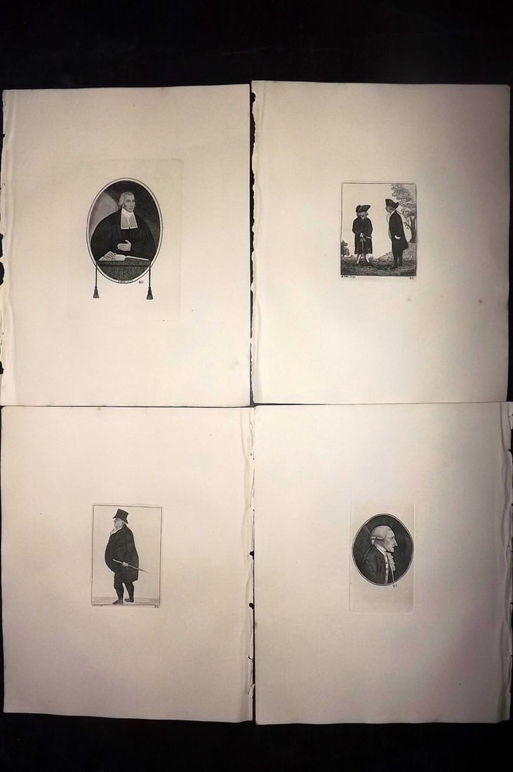 Kay, John 1877 Lot of 4 Scottish Caricatures: Etchings Published 1877, Edinburgh for "A Series of Original Portraits and Caricature Etchings" by John Kay. Paper Size: 10.5 x 8.5 inch (27 x 22cm) Good Condition